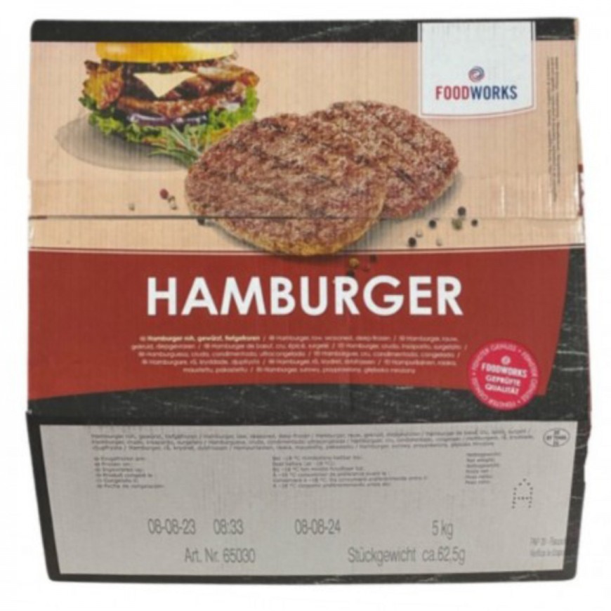 Food Work Hamburger Fleisch 62.50g 5kg